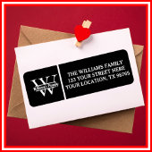 Zwart-Wit | Eenvoudig familienaam monogram Etiket