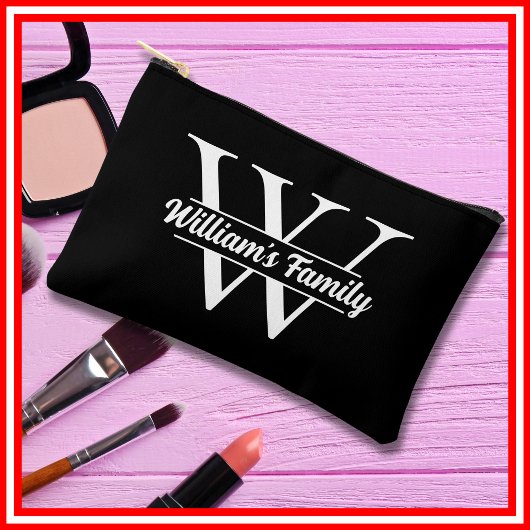 Zwart-Wit | Eenvoudig familienaam monogram Etui