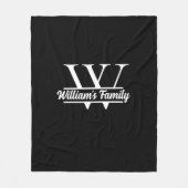 Zwart-Wit | Eenvoudig familienaam monogram Fleece Deken (Voorkant)