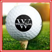 Zwart-Wit | Eenvoudig familienaam monogram Golfballen