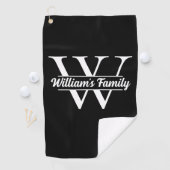 Zwart-Wit | Eenvoudig familienaam monogram Golfhanddoek (Insitu)