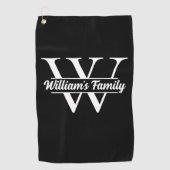 Zwart-Wit | Eenvoudig familienaam monogram Golfhanddoek (Voorkant)