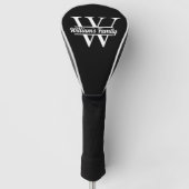 Zwart-Wit | Eenvoudig familienaam monogram Golfheadcover (Voorkant)