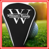 Zwart-Wit | Eenvoudig familienaam monogram Golfheadcover