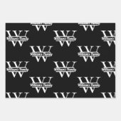 Zwart-Wit | Eenvoudig familienaam monogram Inpakpapier Vel (Voorkant 3)