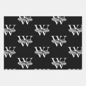 Zwart-Wit | Eenvoudig familienaam monogram Inpakpapier Vel (Voorkant 2)