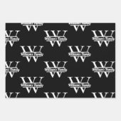 Zwart-Wit | Eenvoudig familienaam monogram Inpakpapier Vel (Voorkant)