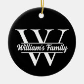 Zwart-Wit | Eenvoudig familienaam monogram Keramisch Ornament (Voorkant)
