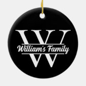 Zwart-Wit | Eenvoudig familienaam monogram Keramisch Ornament (Achterkant)