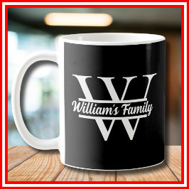 Zwart-Wit | Eenvoudig familienaam monogram Koffiemok