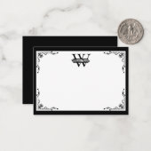 Zwart-Wit | Eenvoudig familienaam monogram Notitiekaartje (Voorkant / Achterkant in situ)