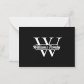 Zwart-Wit | Eenvoudig familienaam monogram Notitiekaartje (Achterkant)