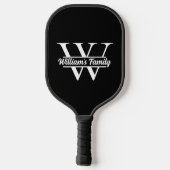 Zwart-Wit | Eenvoudig familienaam monogram Pickleball Paddle (Achterkant)