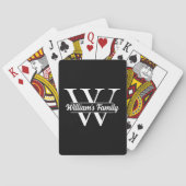 Zwart-Wit | Eenvoudig familienaam monogram Pokerkaarten (Achterkant)