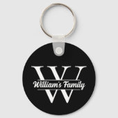 Zwart-Wit | Eenvoudig familienaam monogram Sleutelhanger (Voorkant)