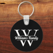 Zwart-Wit | Eenvoudig familienaam monogram Sleutelhanger (Voorkant)