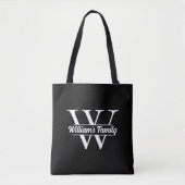 Zwart-Wit | Eenvoudig familienaam monogram Tote Bag (Voorkant)