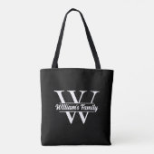 Zwart-Wit | Eenvoudig familienaam monogram Tote Bag (Achterkant)