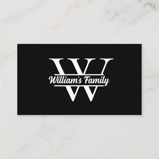 Zwart-Wit | Eenvoudig familienaam monogram Visitekaartje (Achterkant)