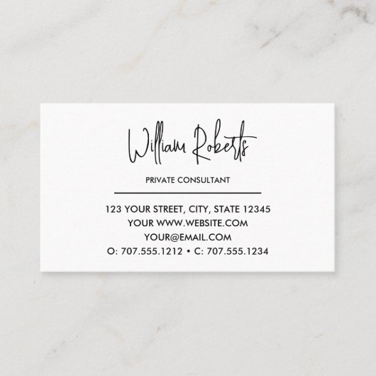 Zwart-Wit | Eenvoudig familienaam monogram Visitekaartje (Voorkant)