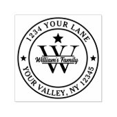 Zwart-Wit | Eenvoudig familienaam monogram Zelfinktende Stempel (Design)