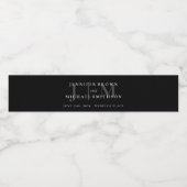 Zwart-wit eenvoudig formeel decor huwelijksfeest waterfles etiket (Enkel label)