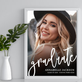 Zwart Wit Eenvoudig Foto Afstudeerfeest Bord Poster