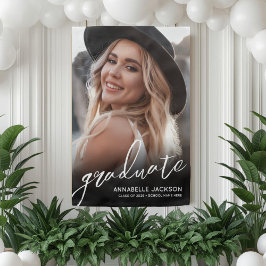Zwart Wit Eenvoudig Foto Afstudeerfeest Bord Spandoek