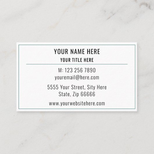 Zwart Wit Eenvoudig Gepersonaliseerd Uw Visitekaar Visitekaartje (Voorkant)