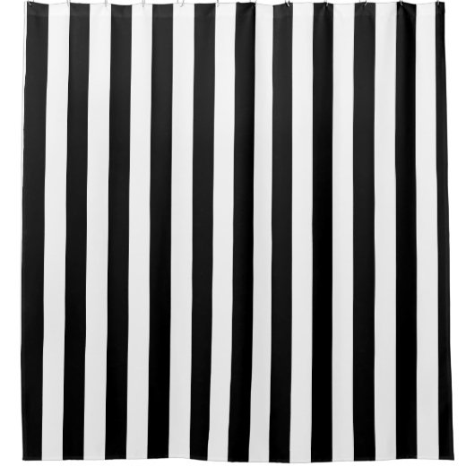 Zwart-wit Eenvoudig gestreept Douchegordijn (Voorkant)