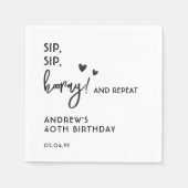 Zwart-wit, eenvoudig, grappig, 40ste verjaardag servet (Voorkant)