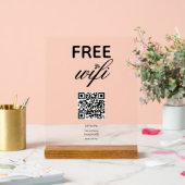 Zwart Wit Eenvoudig Gratis Wi-Fi QR Code Acryl Sig Bord (Huwelijk)