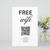 Zwart Wit Eenvoudig Gratis Wi-Fi QR Code Place (Staand voorkant)