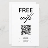 Zwart Wit Eenvoudig Gratis Wi-Fi QR Code Place (Voorkant / Achterkant)