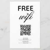 Zwart Wit Eenvoudig Gratis Wi-Fi QR Code Place (Voorkant)