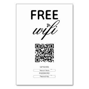 Zwart Wit Eenvoudig Gratis Wi-Fi QR Code Place Kaart