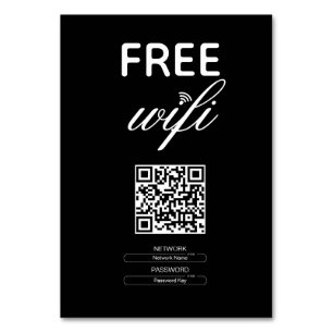 Zwart Wit Eenvoudig Gratis Wi-Fi QR Code Place Kaart
