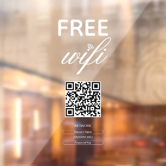 Zwart Wit Eenvoudig Gratis Wi-Fi QR Code Place Raamsticker (Vel 2)
