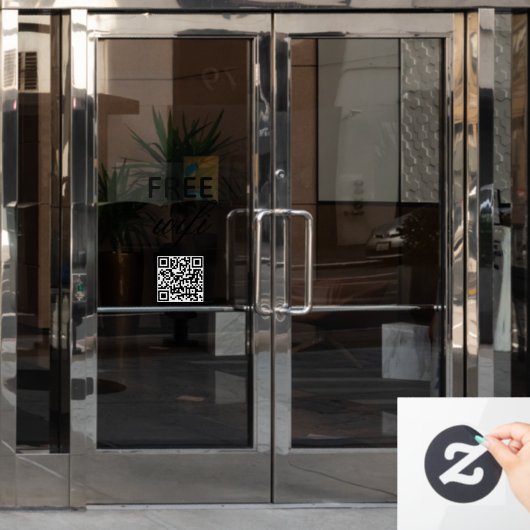 Zwart Wit Eenvoudig Gratis Wi-Fi QR Code Place Raamsticker (Kantoordeur)