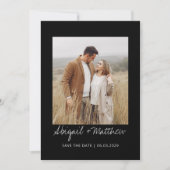 Zwart Wit Eenvoudig Handgeschreven Bewaar De Datum Kaart (Voorkant)