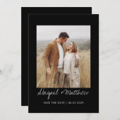 Zwart Wit Eenvoudig Handgeschreven Bewaar De Datum Kaart (Voorkant / Achterkant)