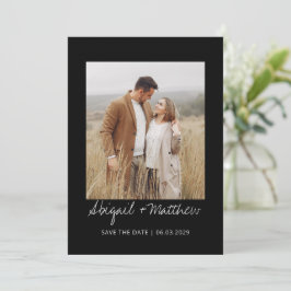 Zwart Wit Eenvoudig Handgeschreven Save The Date F Kaart