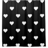 Zwart-wit, eenvoudig hartverwarmingspatroon douchegordijn (Voorkant)