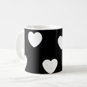 Zwart-wit, eenvoudig hartverwarmingspatroon koffiemok (Voorkant links)