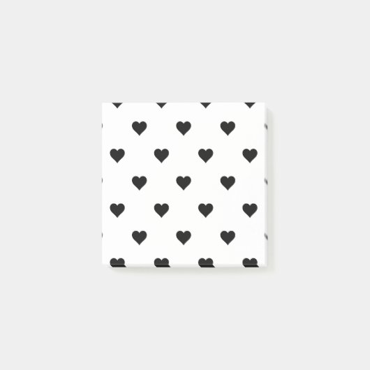 Zwart-wit, eenvoudig hartverwarmingspatroon post-it® notes (Voorkant)