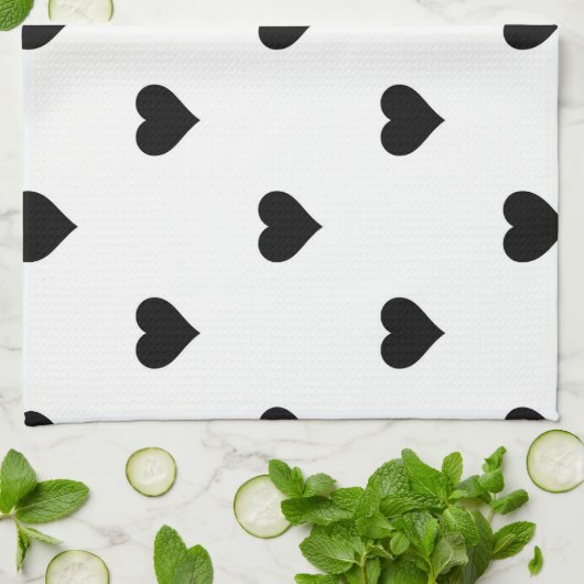 Zwart-wit, eenvoudig hartverwarmingspatroon theedoek (Gevouwen)