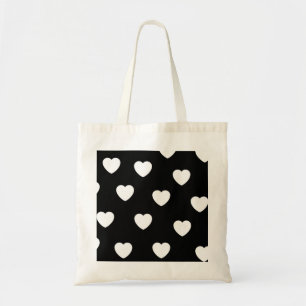Zwart-wit, eenvoudig hartverwarmingspatroon tote bag