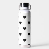 Zwart-wit, eenvoudig hartverwarmingspatroon waterfles (Achterkant)