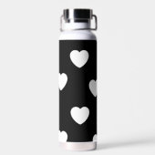 Zwart-wit, eenvoudig hartverwarmingspatroon waterfles (Achterkant)