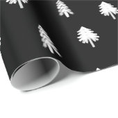 Zwart-wit Eenvoudig Kerstboompatroon Cadeaupapier (Rol Hoek)